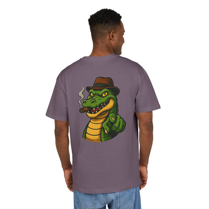 Gangster Alligator T-Shirt (Rückenprint) – Cooles Unisex Shirt mit Zigarren-Krokodil im Retro Comic Style