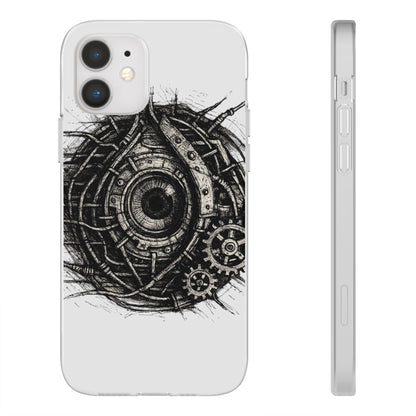 Biomechanisches Auge Handyhülle – Futuristisches Cyberpunk Design mit Zahnrädern & Kabeln | Schutzhülle für iPhone & Android
