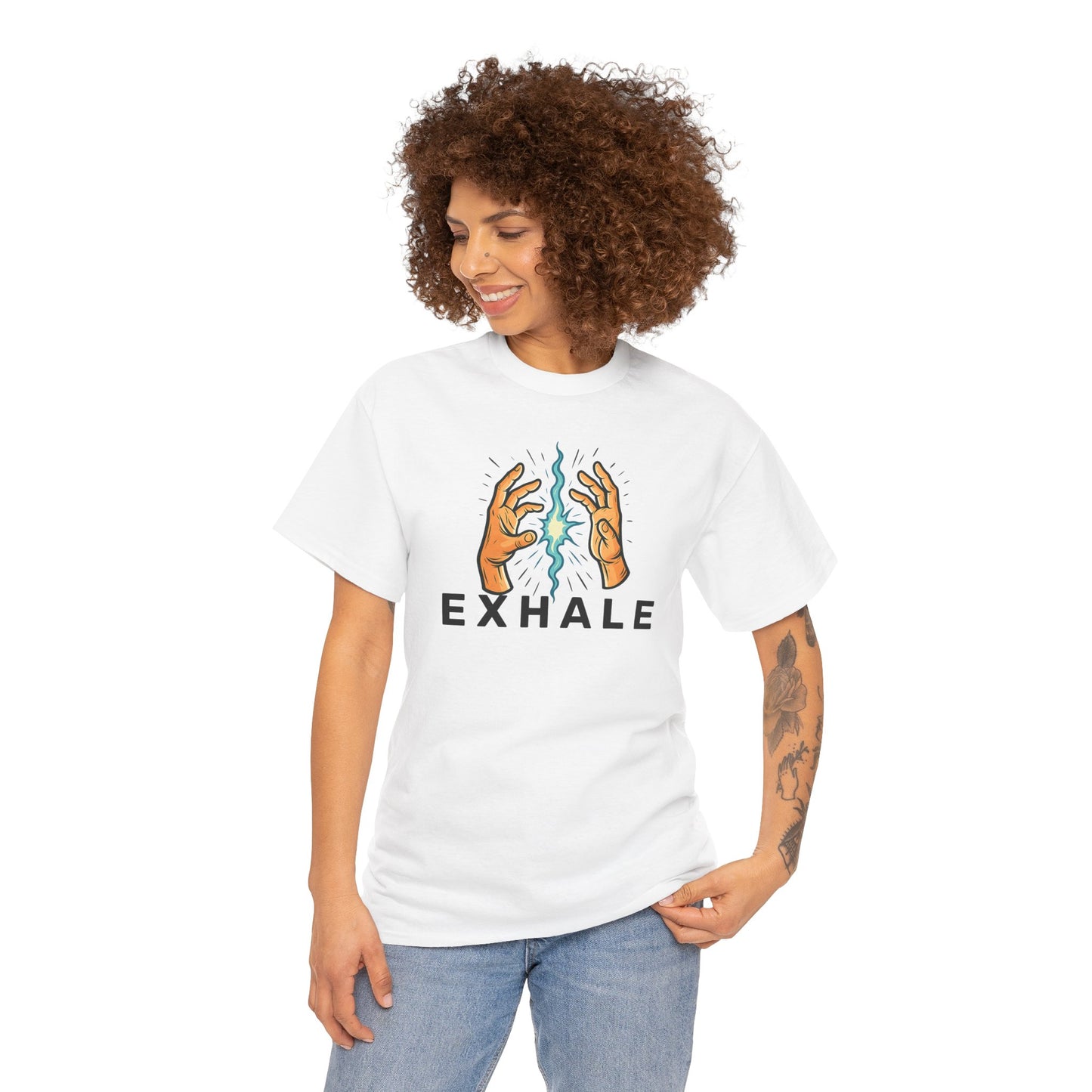 EXHALE T-Shirt (Brustprint) – Unisex Heavy Cotton Tee | Nachhaltige Streetwear mit Statement-Design