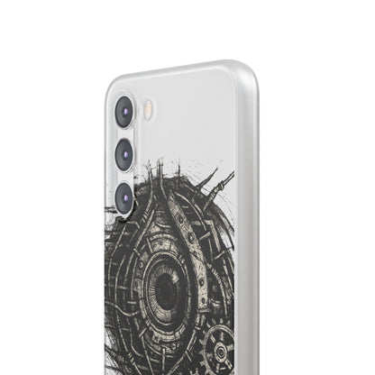Biomechanisches Auge Handyhülle – Futuristisches Cyberpunk Design mit Zahnrädern & Kabeln | Schutzhülle für iPhone & Android