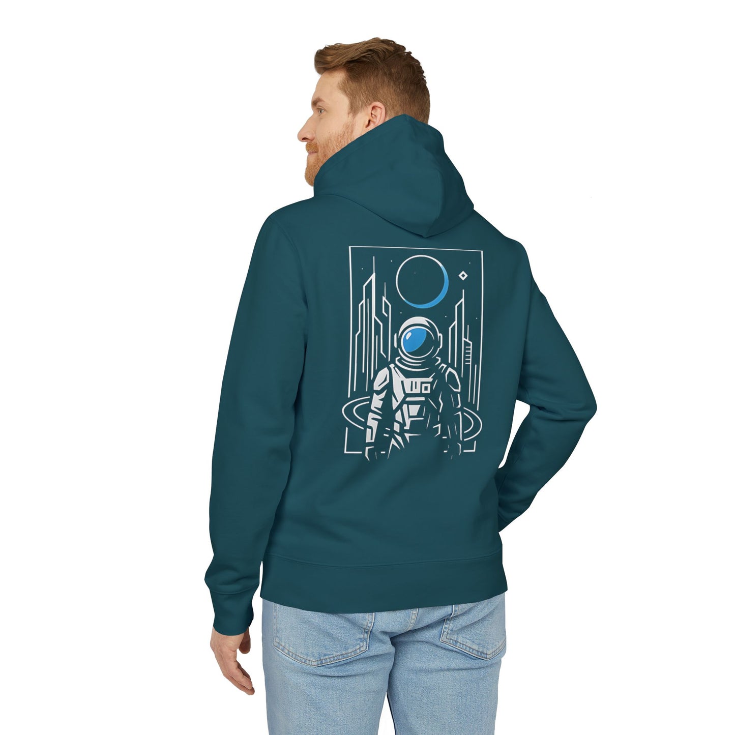 Futuristischer Astronaut Hoodie (Rückenprint) – Unisex Kapuzenpullover mit Space Design & Sci-Fi Motiv – Oversize Streetwear für Weltraum-Fans