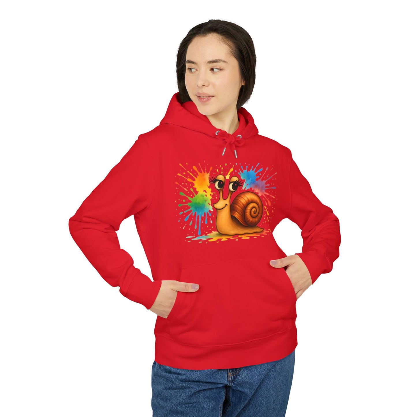 Bunter Schnecken Hoodie (Brustprint) – Lustiger Unisex Kapuzenpullover mit Farbklecks-Design für Kreative & Tierfreunde