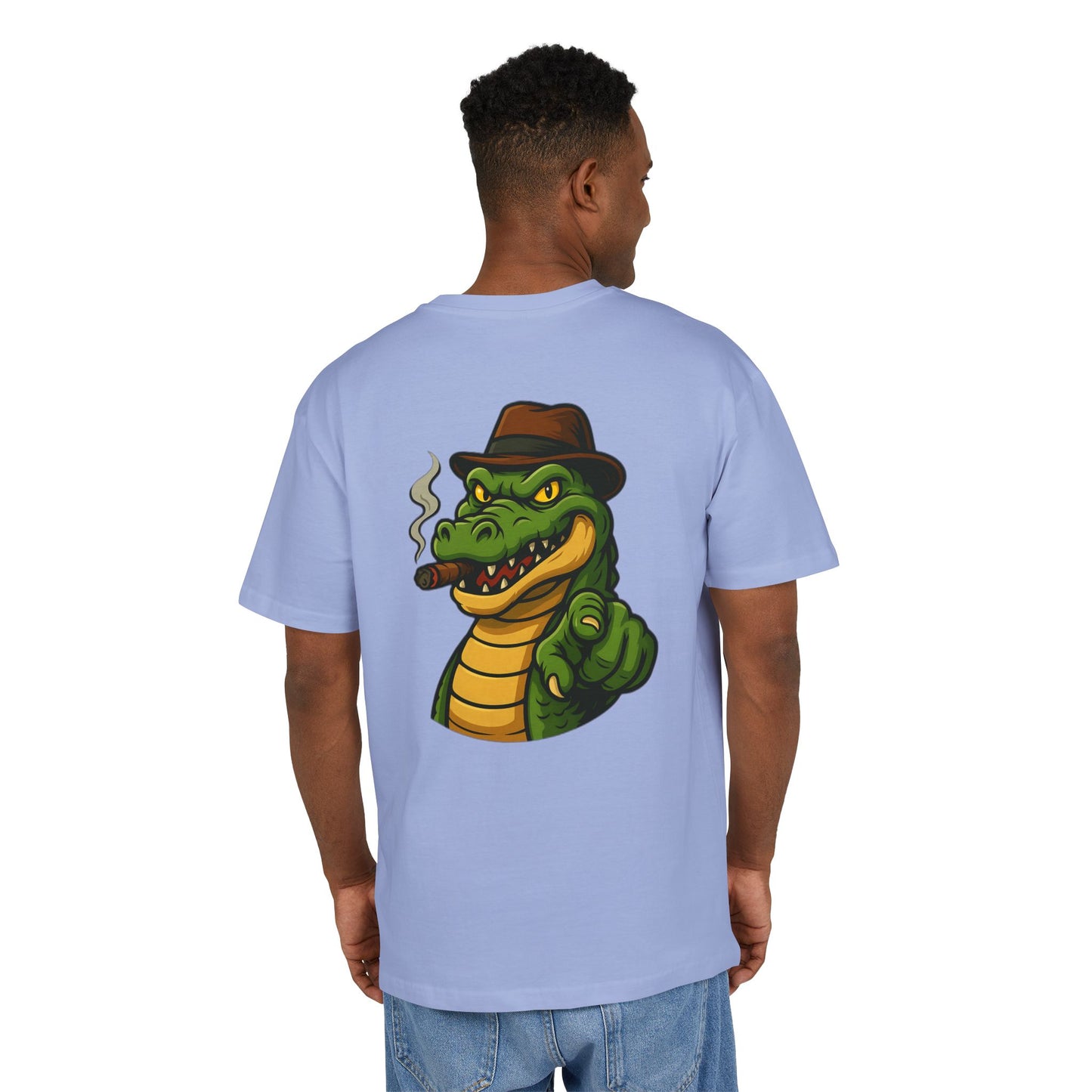 Gangster Alligator T-Shirt (Rückenprint) – Cooles Unisex Shirt mit Zigarren-Krokodil im Retro Comic Style