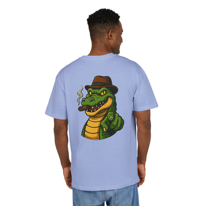Gangster Alligator T-Shirt (Rückenprint) – Cooles Unisex Shirt mit Zigarren-Krokodil im Retro Comic Style