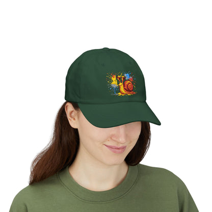 Schnecken Cap – Lustige Unisex Kappe mit buntem Farbklecks-Motiv für Alltag, Festivals & Streetwear