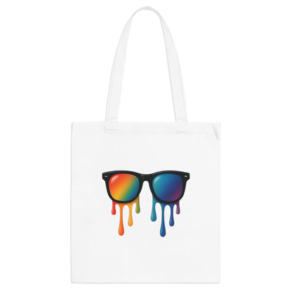 Melting Shades Jutebeutel – Stylischer Stoffbeutel mit bunter, schmelzender Sonnenbrille | Nachhaltige Tasche für Sommer, Festival & Alltag