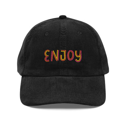 Enjoy Cord Cap – Retro Cord Basecap mit bunter Stickerei - Good Vibes, Gift for Friends, Relaxed Fashion