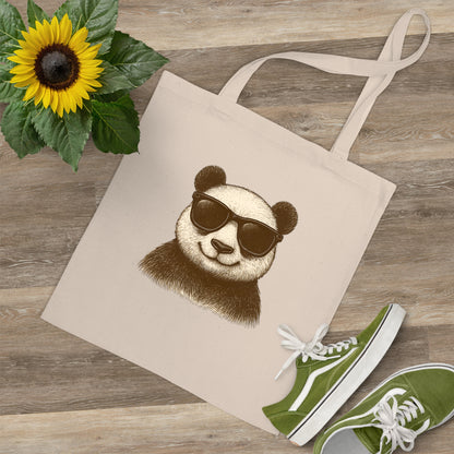 Panda Jutebeutel mit Sonnenbrille – Lustige Unisex Baumwolltasche für Alltag, Shopping & Pride