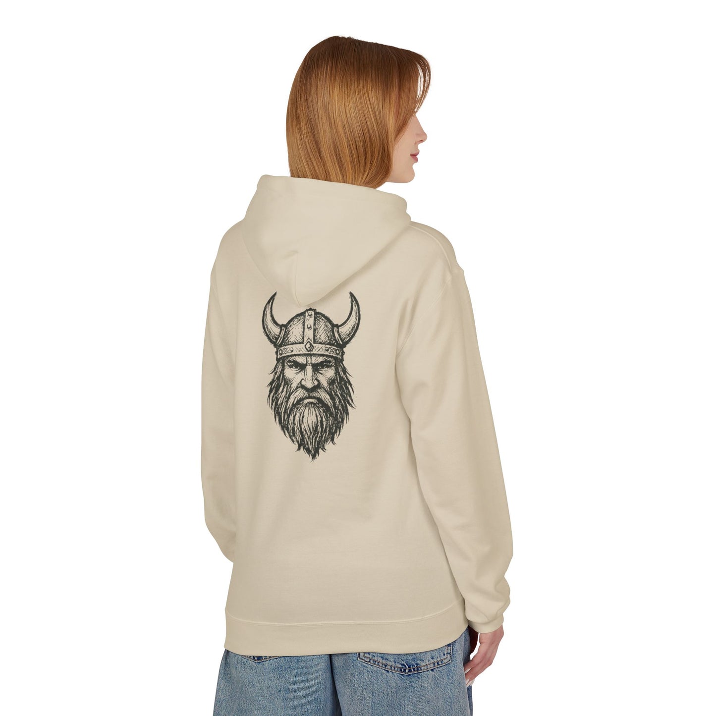 Wikinger Hoodie Unisex – Nordic Warrior Kapuzenpullover mit Bart & Helm Design | Viking Streetwear