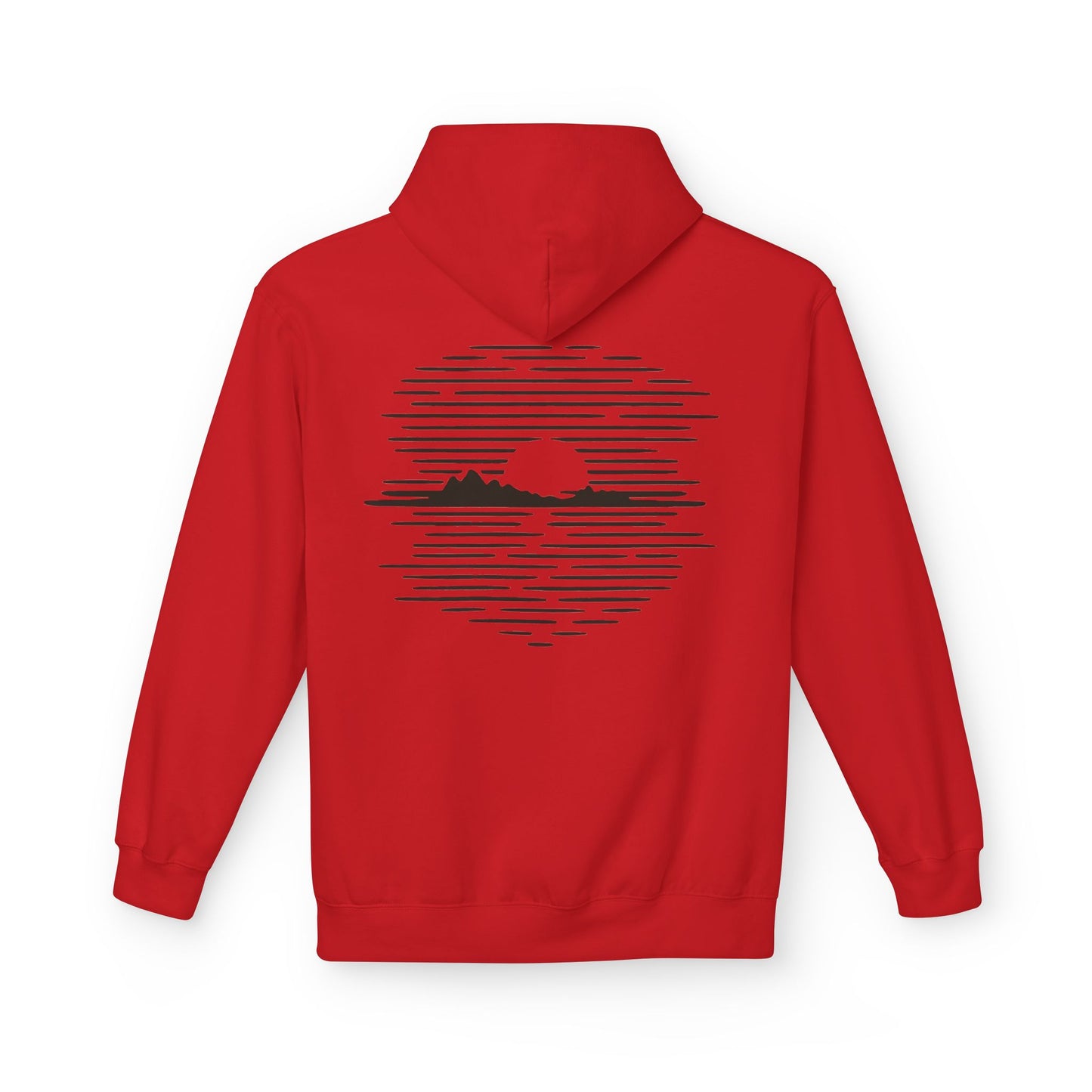 Unisex Hoodie mit Berg-Sonnenuntergang Design (Rückenprint) – Minimalistischer Natur Pullover aus Baumwolle