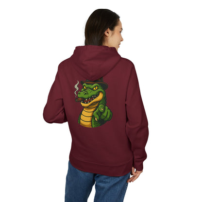 Gangster Alligator Hoodie (Rückenprint) – Cooler Unisex Kapuzenpullover mit Krokodil, Zigarre & Hut im Comic Style