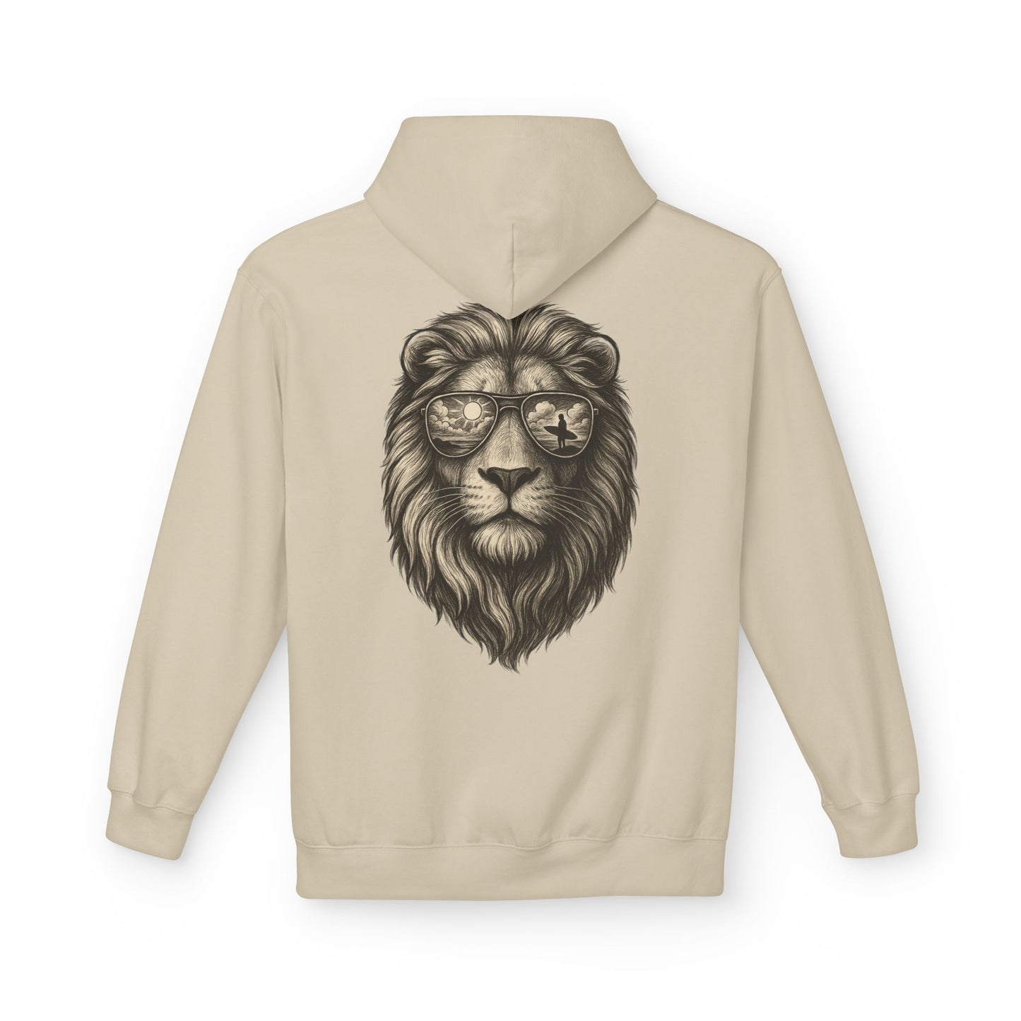 Löwe mit Sonnenbrille Hoodie (Rückenprint) – Stylischer Unisex Kapuzenpullover mit Löwenmotiv für Tierfreunde & Streetwear-Fans