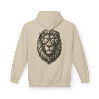 Löwe mit Sonnenbrille Hoodie (Rückenprint) – Stylischer Unisex Kapuzenpullover mit Löwenmotiv für Tierfreunde & Streetwear-Fans