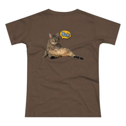 “Huh?” Katze – Lustiges Katzen T-Shirt mit Rückendruck | Für Katzenfans mit Humor