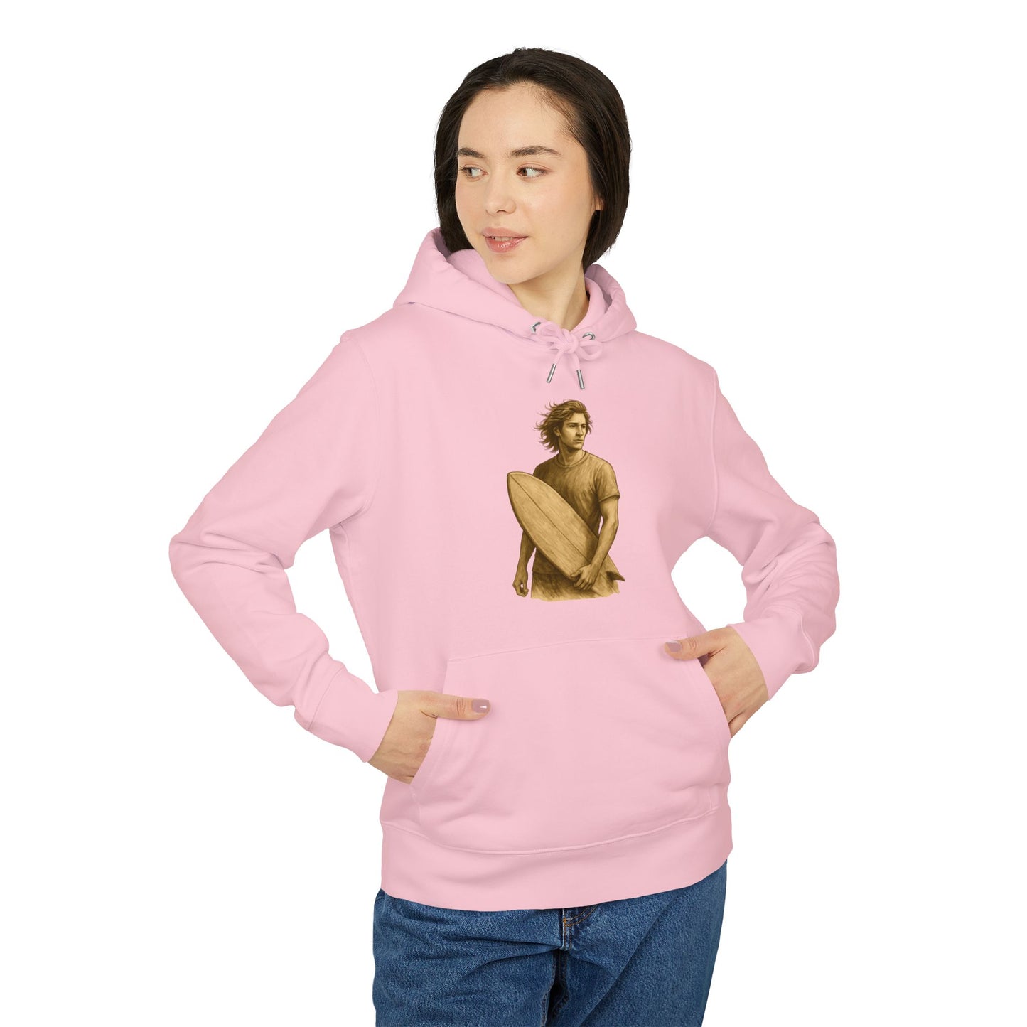 Surfer Hoodie Unisex (Brustprint) – Oversized Kapuzenpullover mit Surfer-Print | Retro Beach Style für Männer & Frauen