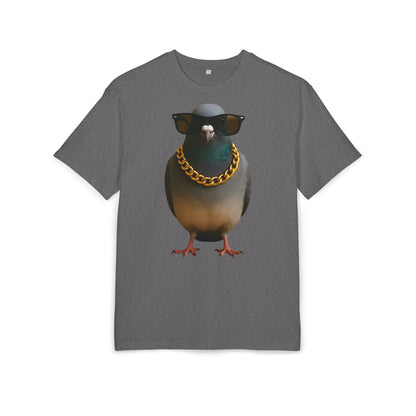 Streetstyle Taube T-Shirt (Brustprint) – Cooles Pigeon Design mit Sonnenbrille & Goldkette für Urban Vibes