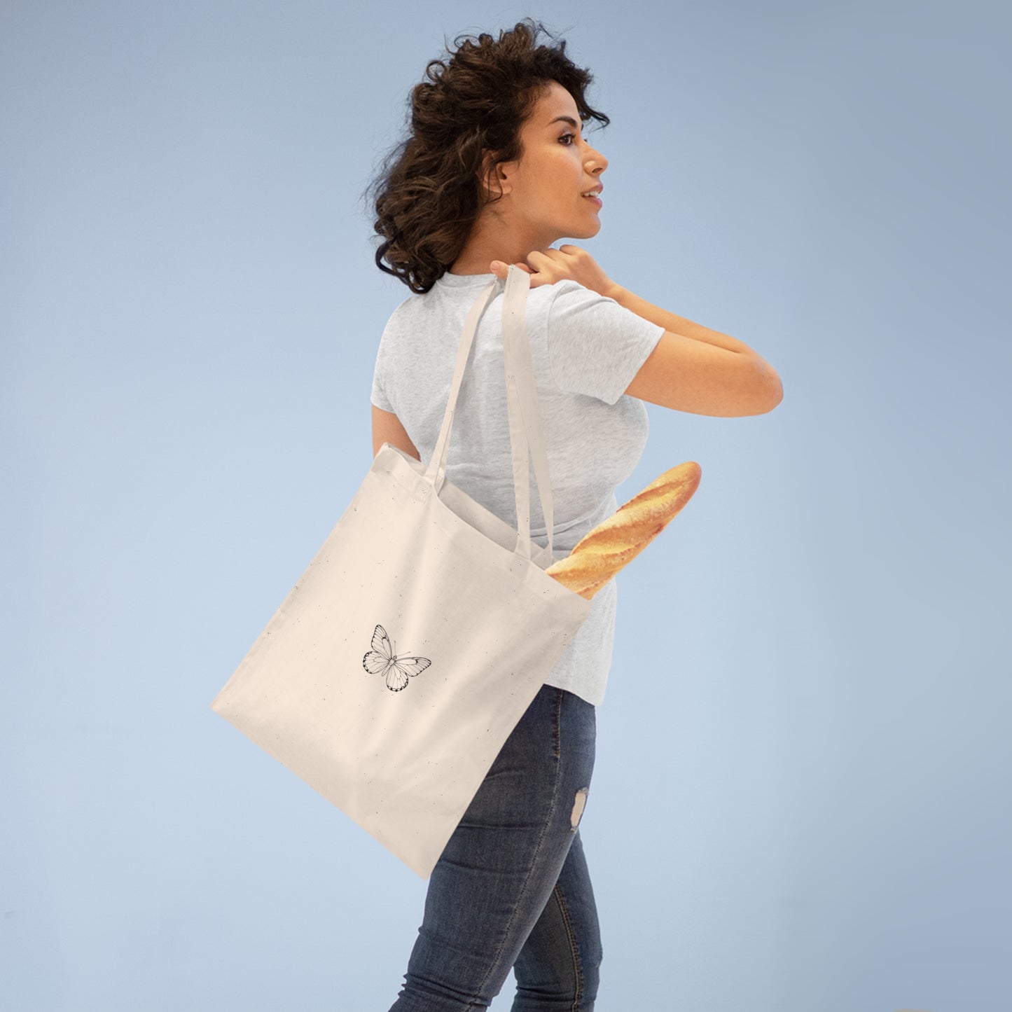 Schmetterling Jutebeutel – Nachhaltige Stofftasche mit Line Art Design | Umweltfreundlicher Shopper für Alltag & Freizeit