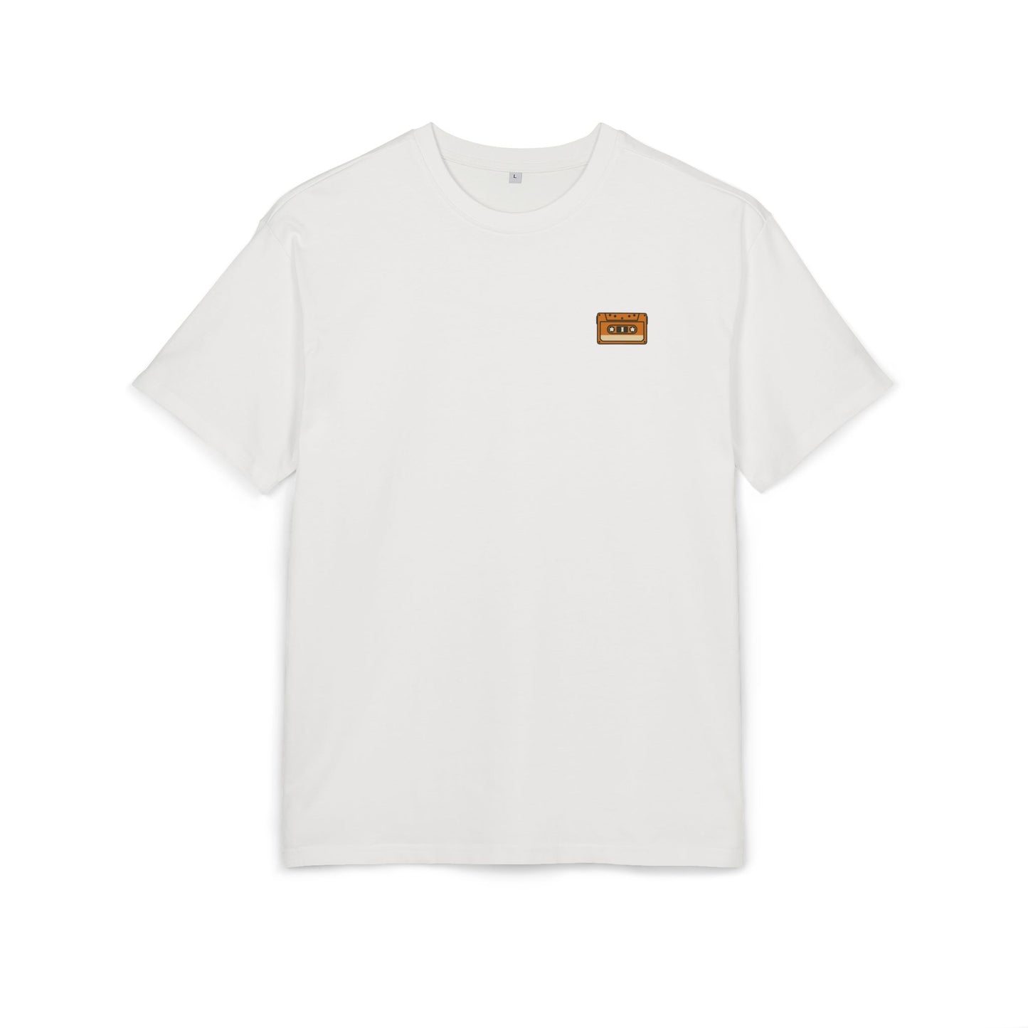 Retro Kassette T-Shirt (Brustprint) – Unisex Shirt mit Tape-Logo vorn & Bandsalat + TV Print hinten | Vintage Musik Design für Nostalgie-Fans