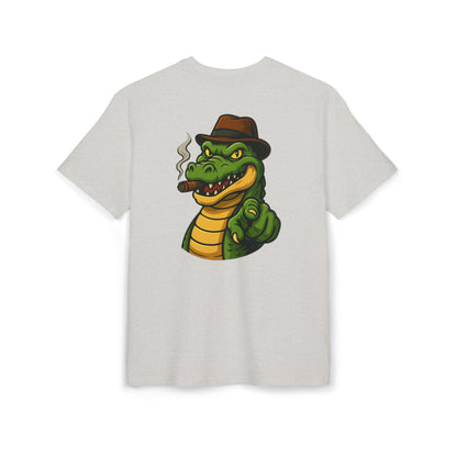 Gangster Alligator T-Shirt (Rückenprint) – Cooles Unisex Shirt mit Zigarren-Krokodil im Retro Comic Style