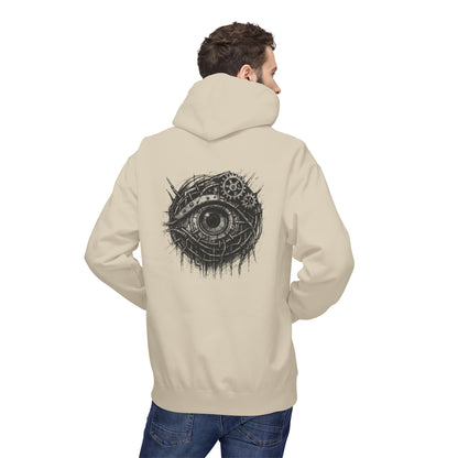 Biomechanisches Auge Hoodie Unisex – Cyberpunk Kapuzenpullover mit Zahnrädern & Kabeln | Futuristischer Techwear Look