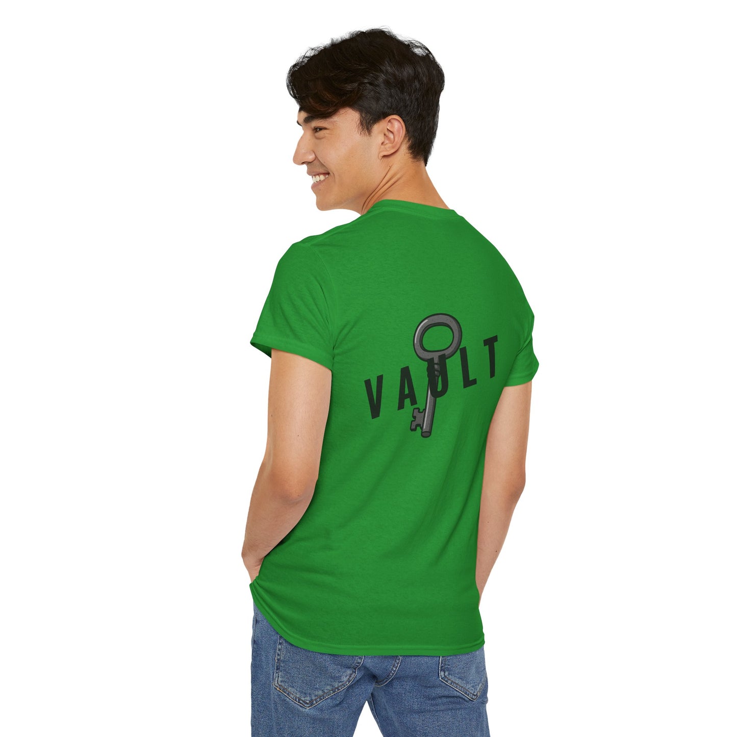 VAULT T-Shirt mit Schlüssel-Design (Rückenprint) – Unisex Heavy Cotton Tee | Nachhaltige Streetwear aus 100% Baumwolle