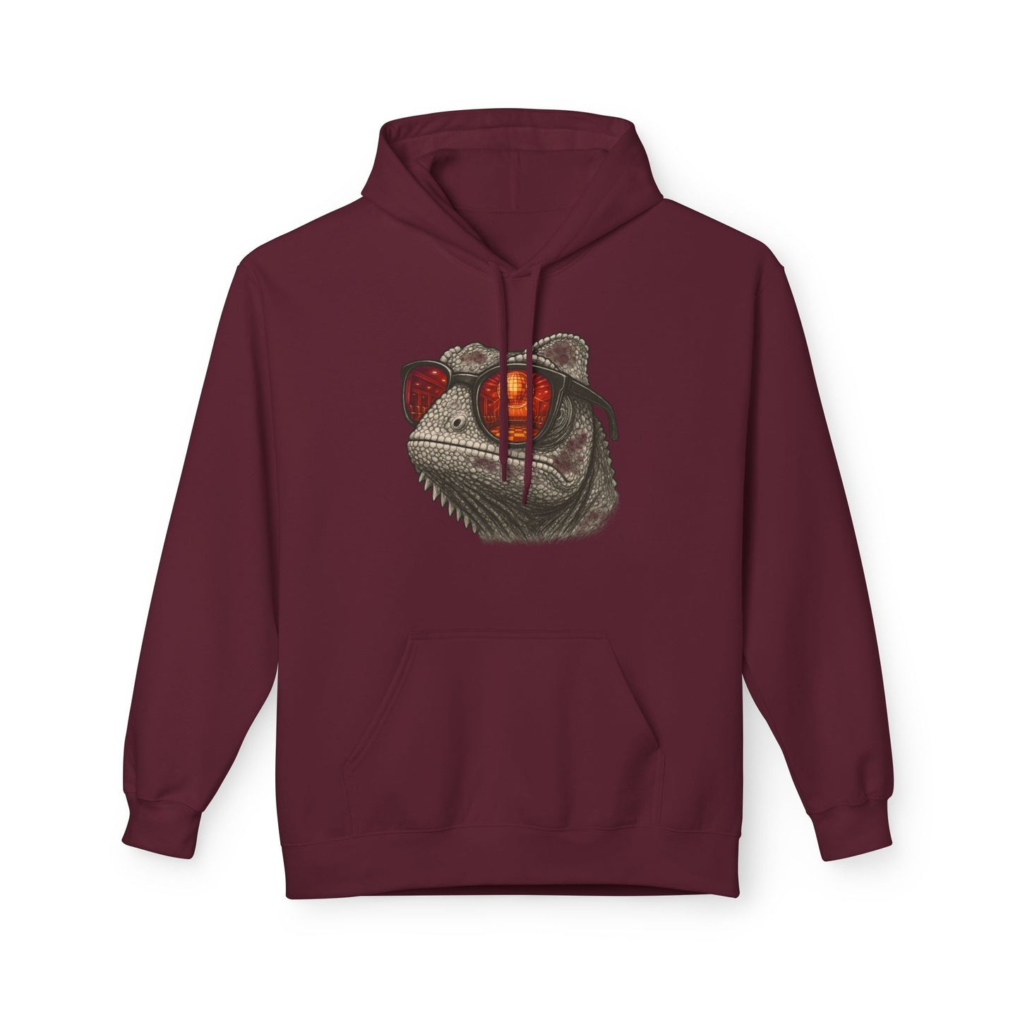 Chamäleon Hoodie Unisex (Brustprint) – Retro Tiermotiv mit Sonnenbrille & Disco-Design – Lustiger Kapuzenpullover für Festival, Streetwear & Geschenkideen
