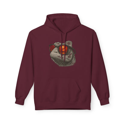 Chamäleon Hoodie Unisex (Brustprint) – Retro Tiermotiv mit Sonnenbrille & Disco-Design – Lustiger Kapuzenpullover für Festival, Streetwear & Geschenkideen