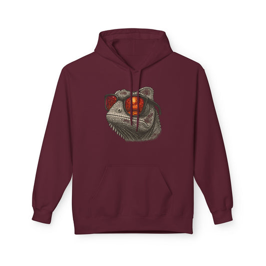 Chamäleon Hoodie Unisex (Brustprint) – Retro Tiermotiv mit Sonnenbrille & Disco-Design – Lustiger Kapuzenpullover für Festival, Streetwear & Geschenkideen