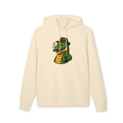 Gangster Alligator Hoodie (Brustprint) – Cooler Unisex Kapuzenpullover mit Krokodil, Zigarre & Hut im Comic Style