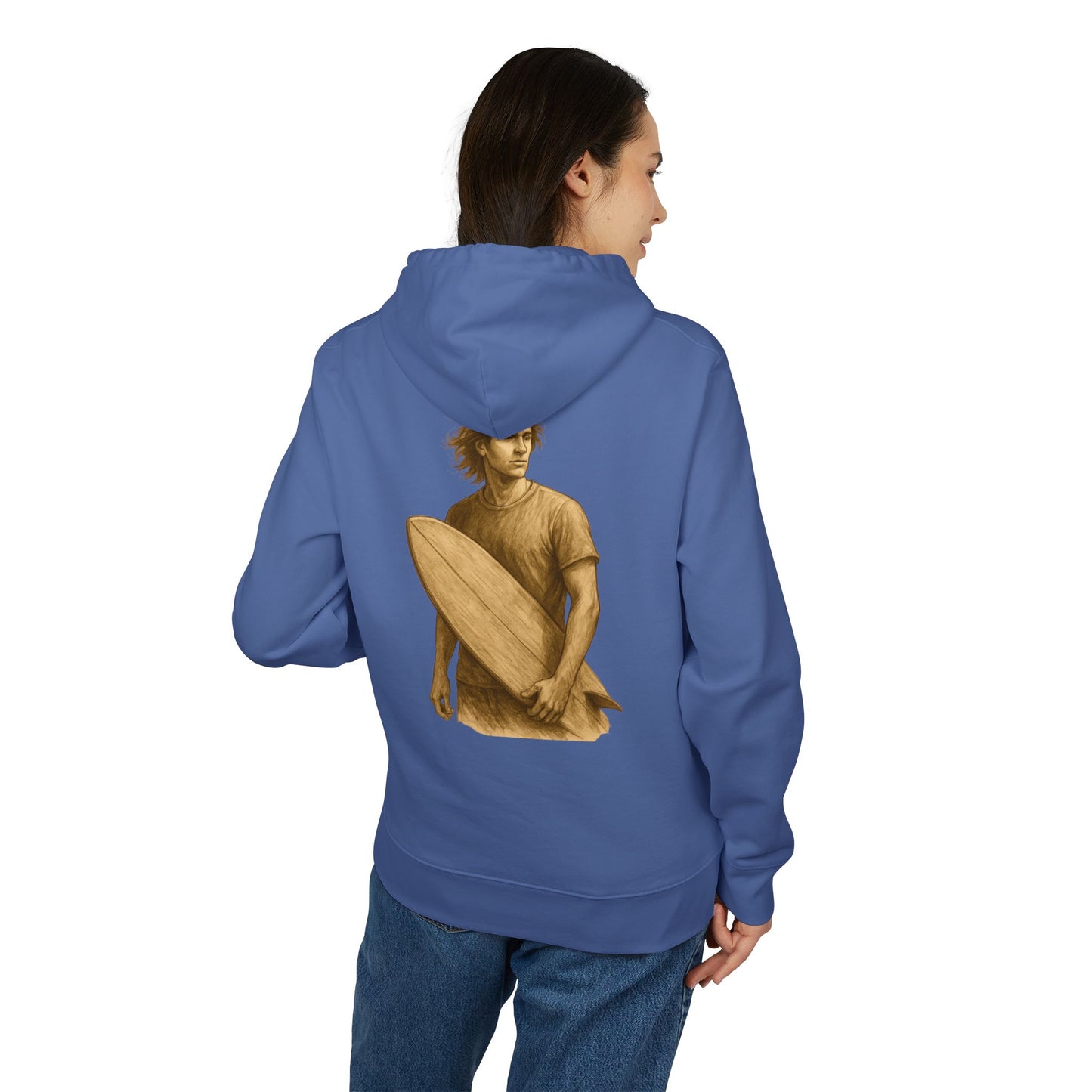 Surfer Hoodie Unisex (Rückenprint) – Oversized Kapuzenpullover mit Surfer-Print | Retro Beach Style für Männer & Frauen