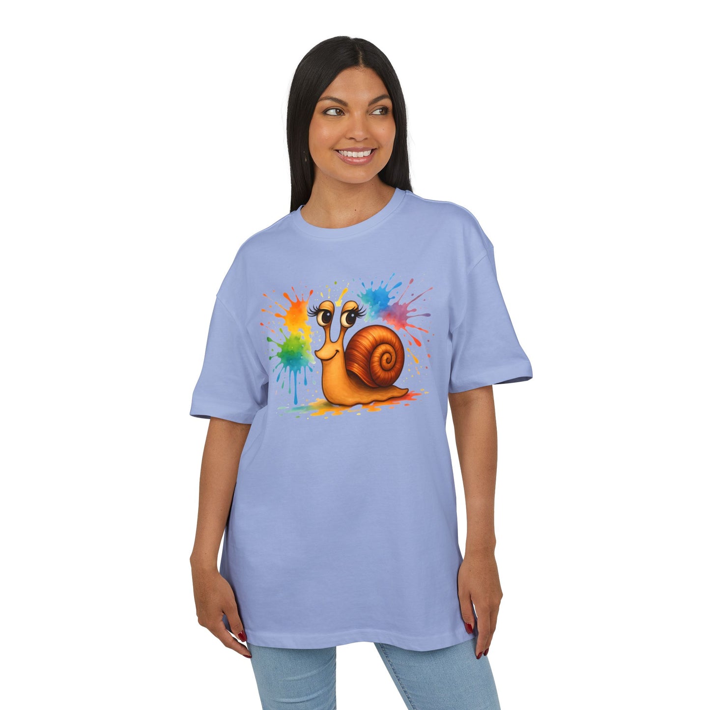 Bunte Schnecke T-Shirt (Brustprint) – Lustiges Unisex Shirt mit Farbklecks-Design für Tierfreunde & Kreative