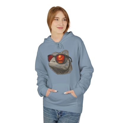 Chamäleon Hoodie Unisex (Brustprint) – Retro Tiermotiv mit Sonnenbrille & Disco-Design – Lustiger Kapuzenpullover für Festival, Streetwear & Geschenkideen