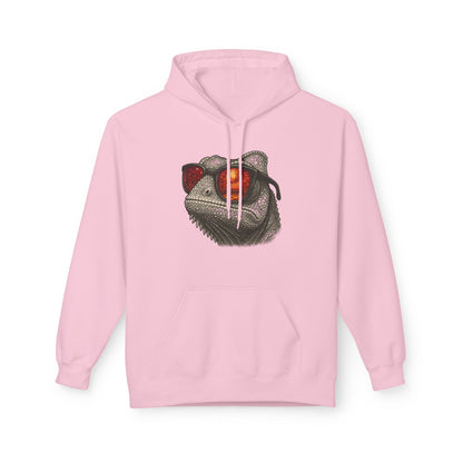 Chamäleon Hoodie Unisex (Brustprint) – Retro Tiermotiv mit Sonnenbrille & Disco-Design – Lustiger Kapuzenpullover für Festival, Streetwear & Geschenkideen