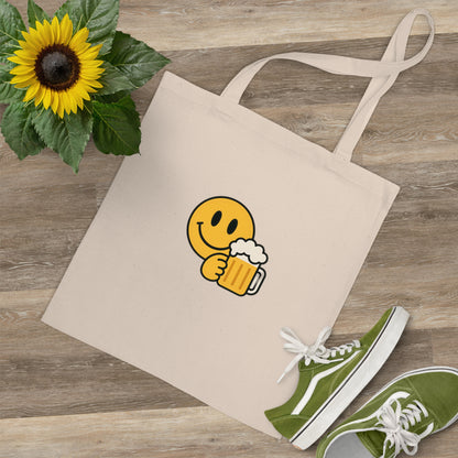 Jutebeutel mit Bier Smiley – Lustiges Festival & Party Accessoire