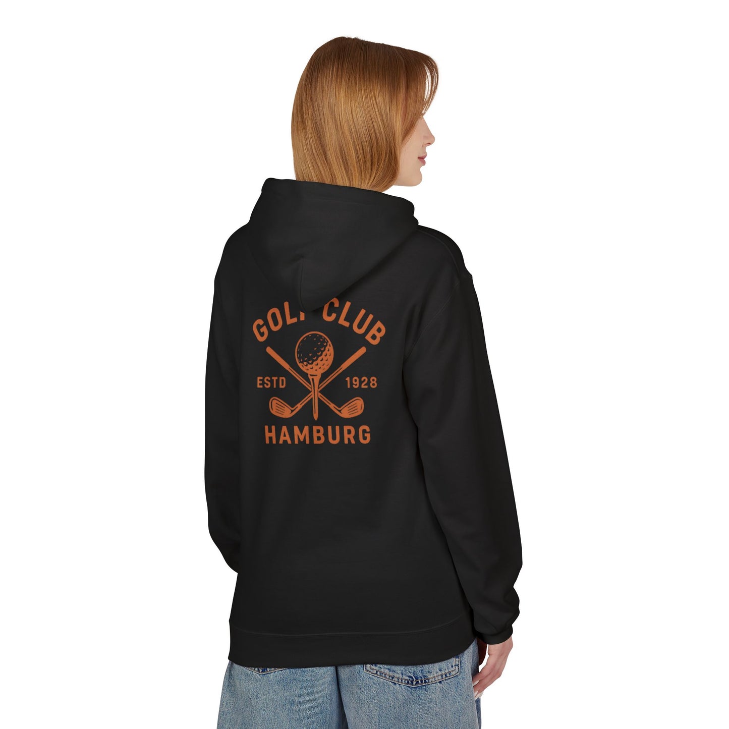 Vintage Golf Club Hamburg Hoodie (Rückenprint) – Retro Kapuzenpullover Estd. 1928 für Herren & Damen