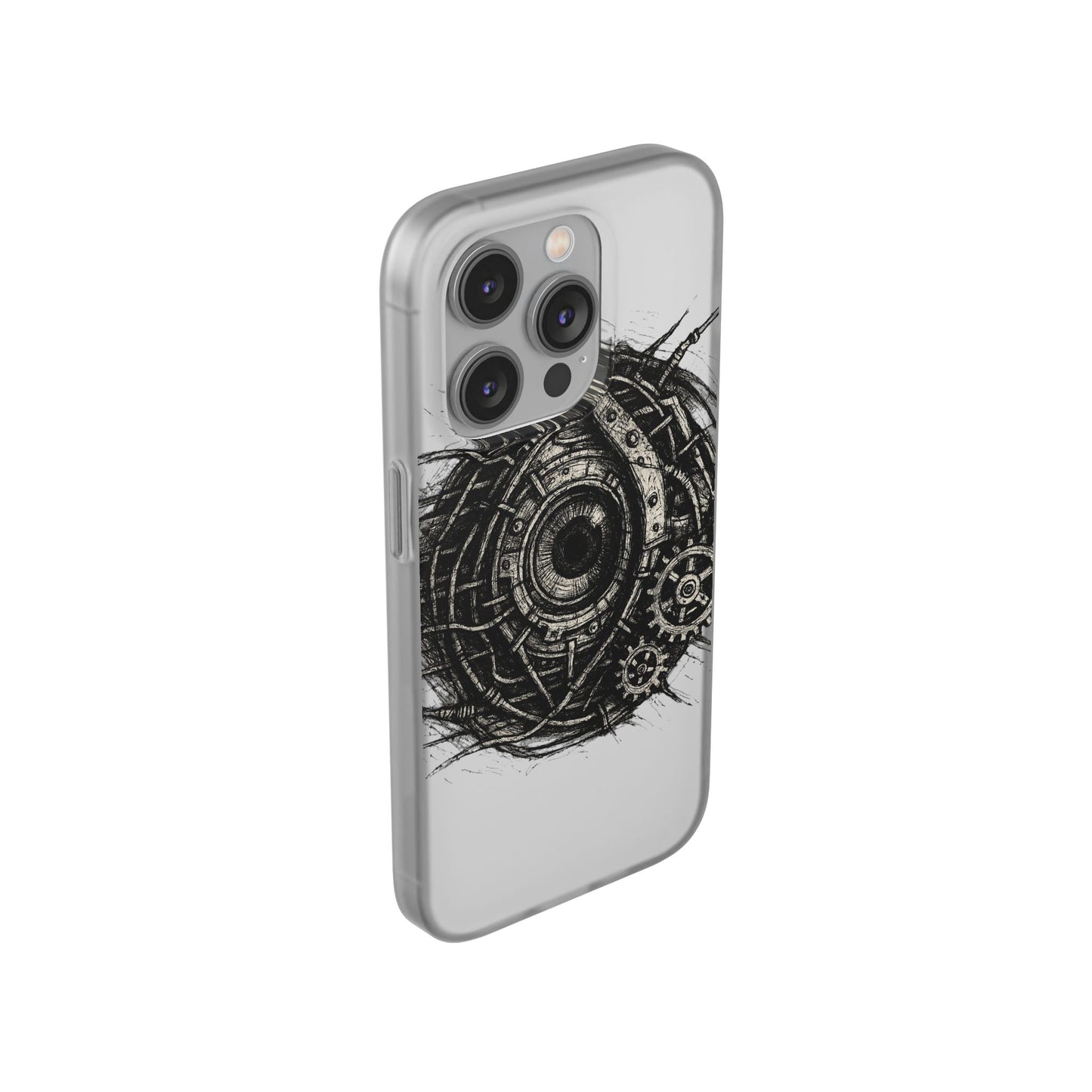 Biomechanisches Auge Handyhülle – Futuristisches Cyberpunk Design mit Zahnrädern & Kabeln | Schutzhülle für iPhone & Android