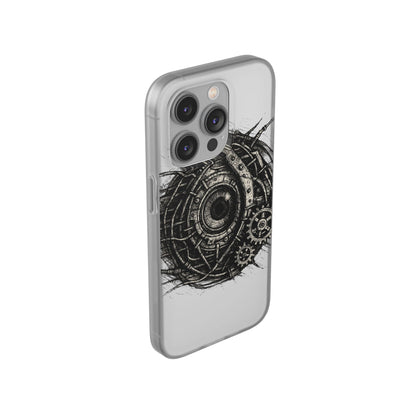 Biomechanisches Auge Handyhülle – Futuristisches Cyberpunk Design mit Zahnrädern & Kabeln | Schutzhülle für iPhone & Android