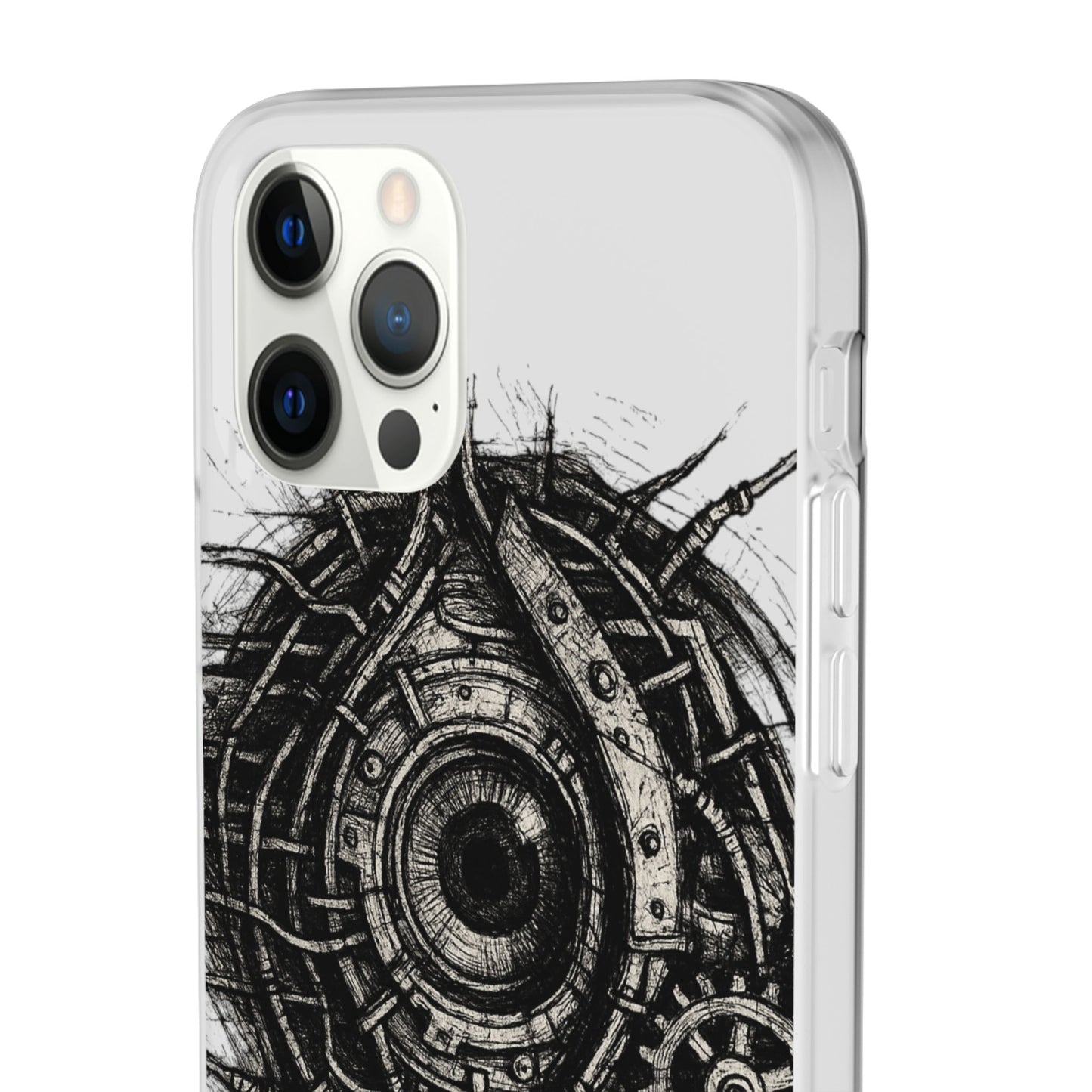 Biomechanisches Auge Handyhülle – Futuristisches Cyberpunk Design mit Zahnrädern & Kabeln | Schutzhülle für iPhone & Android