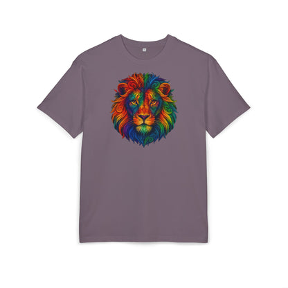 Buntes Löwen T-Shirt (Brustprint) – Psychedelisches Tiermotiv im Boho-Stil – Unisex Oversize Shirt für Kunst-, Natur- & Festival-Fans
