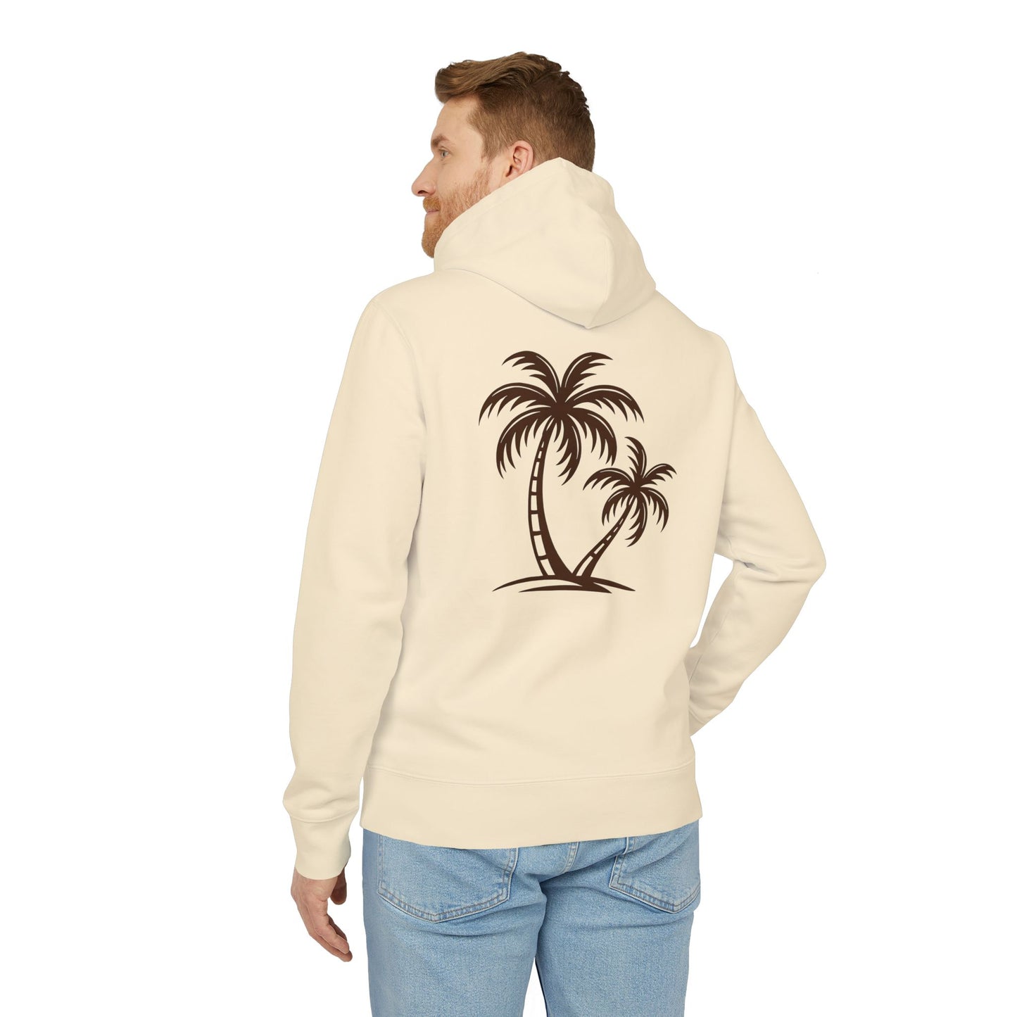 Palmen Hoodie Unisex (Rückenprint) – Tropischer Kapuzenpullover im Strand-Design | Sommerlicher Boho Look aus Baumwolle