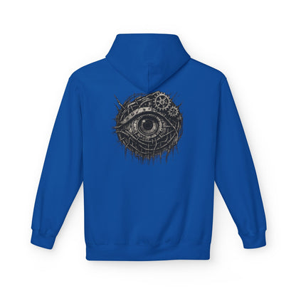 Biomechanisches Auge Hoodie Unisex – Cyberpunk Kapuzenpullover mit Zahnrädern & Kabeln | Futuristischer Techwear Look