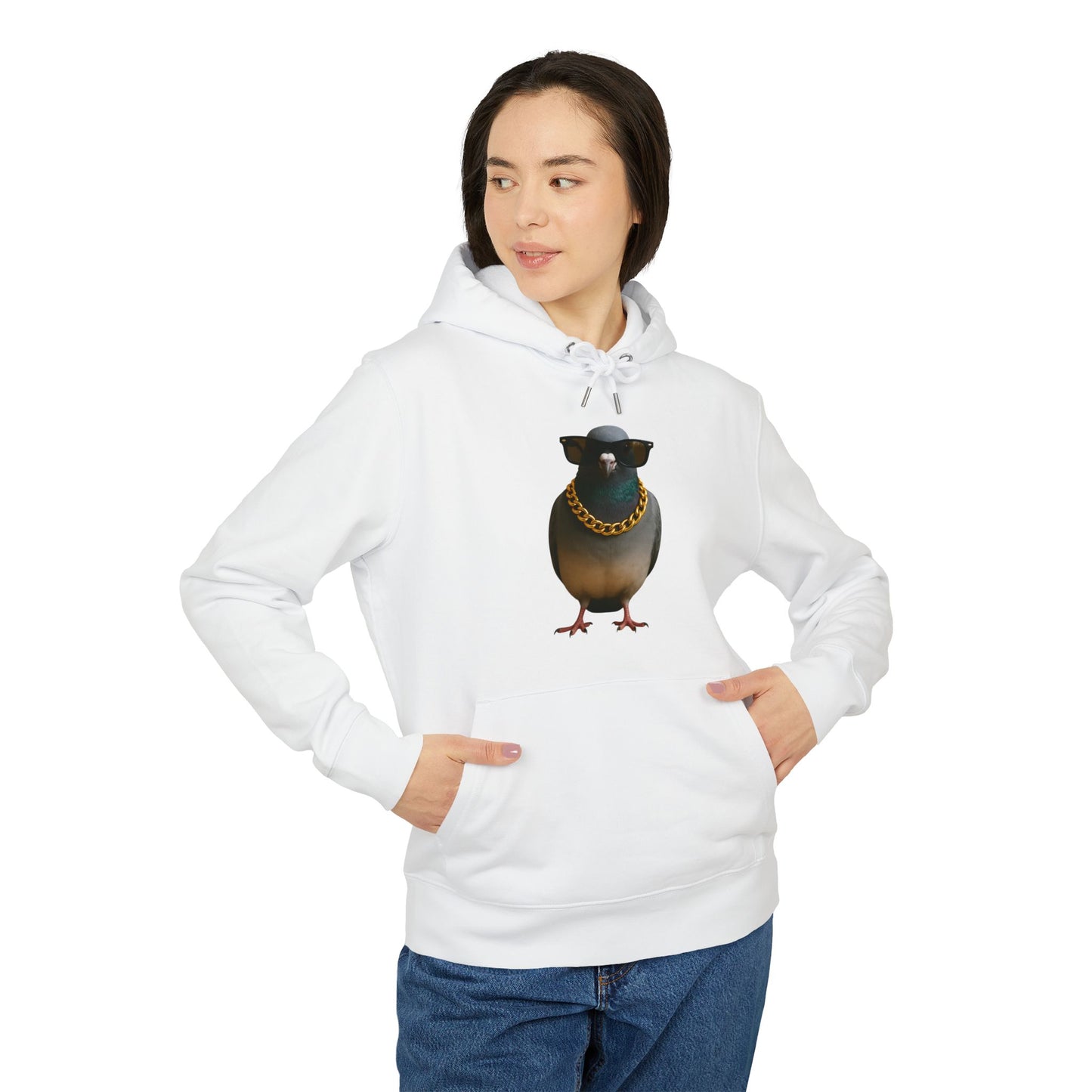 Gangster Taube Hoodie (Brustprint) – Lustiger Streetstyle Kapuzenpullover mit Vogel Motiv – Oversize Unisex Hoodie für Herren & Damen
