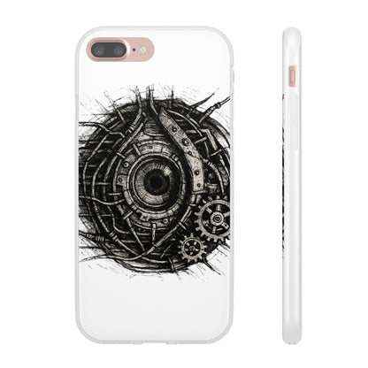 Biomechanisches Auge Handyhülle – Futuristisches Cyberpunk Design mit Zahnrädern & Kabeln | Schutzhülle für iPhone & Android