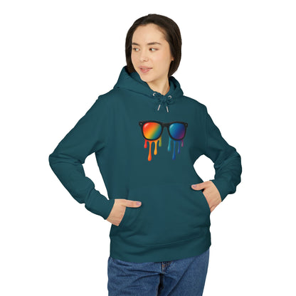 Melting Shades Hoodie (Brustprint) – Stylischer Unisex Hoodie mit bunter Sonnenbrille & Tropf-Effekt | Retro Streetwear für Sommer & Festival
