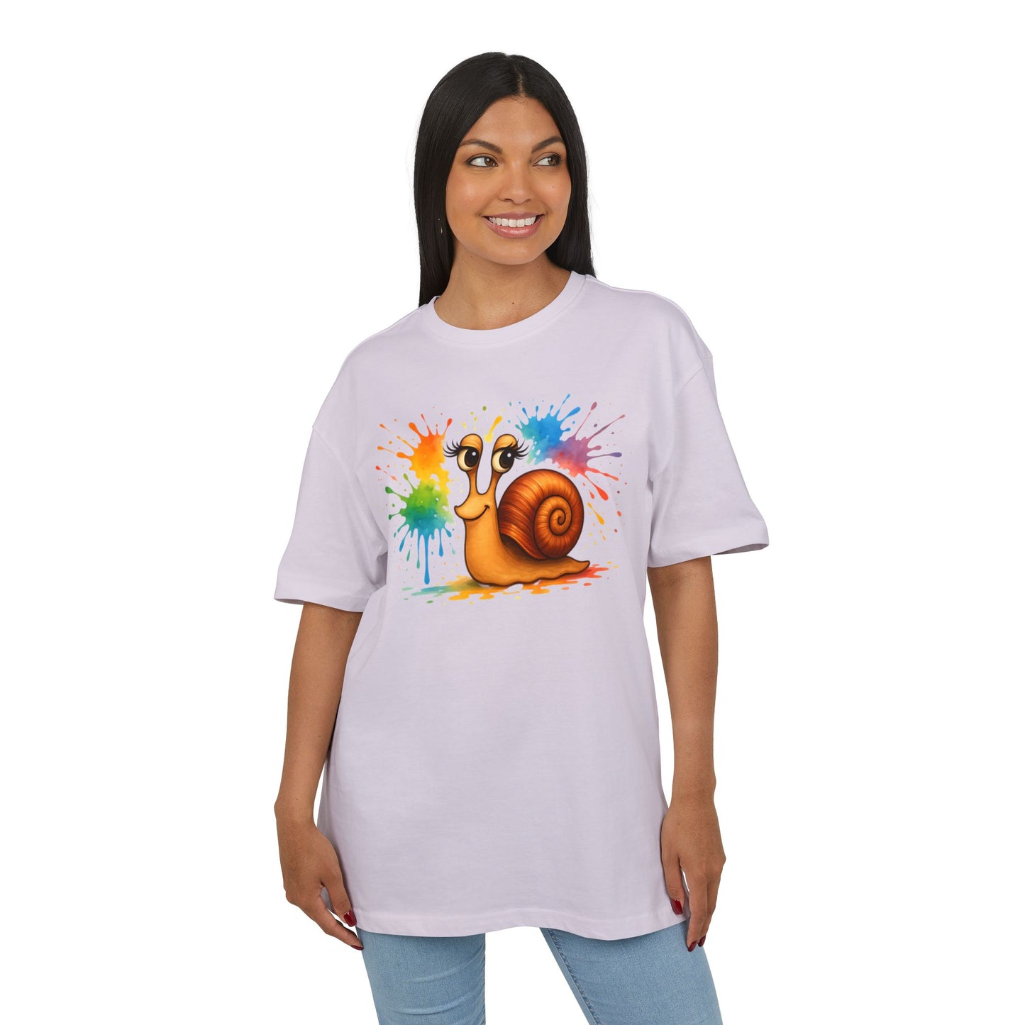 Bunte Schnecke T-Shirt (Brustprint) – Lustiges Unisex Shirt mit Farbklecks-Design für Tierfreunde & Kreative