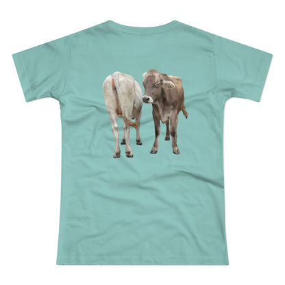 Zwei Kühe - Ein Blick zurück | Lustiges T-Shirt für Tierfreunde & Landeier mit Stil