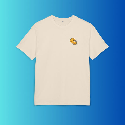 Smiley mit Bier (Brustprint) – Lustiges Party T-Shirt für Bierliebhaber | Unisex Funshirt