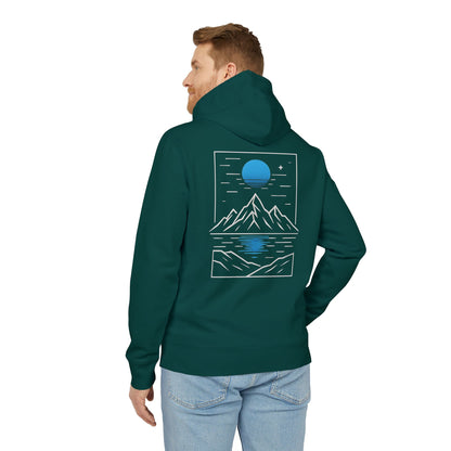 Berg Motiv Hoodie (Rückenprint) – Minimalistischer Kapuzenpullover mit Natur- & Mondmotiv – Unisex Oversize Streetwear für Outdoor- & Landschaftsliebhaber