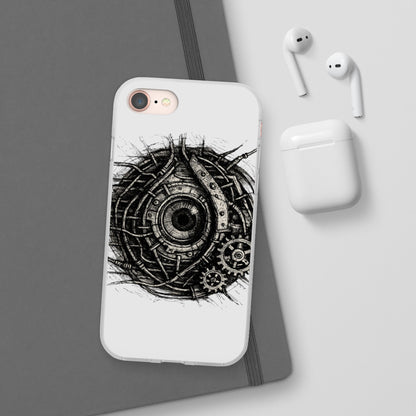 Biomechanisches Auge Handyhülle – Futuristisches Cyberpunk Design mit Zahnrädern & Kabeln | Schutzhülle für iPhone & Android