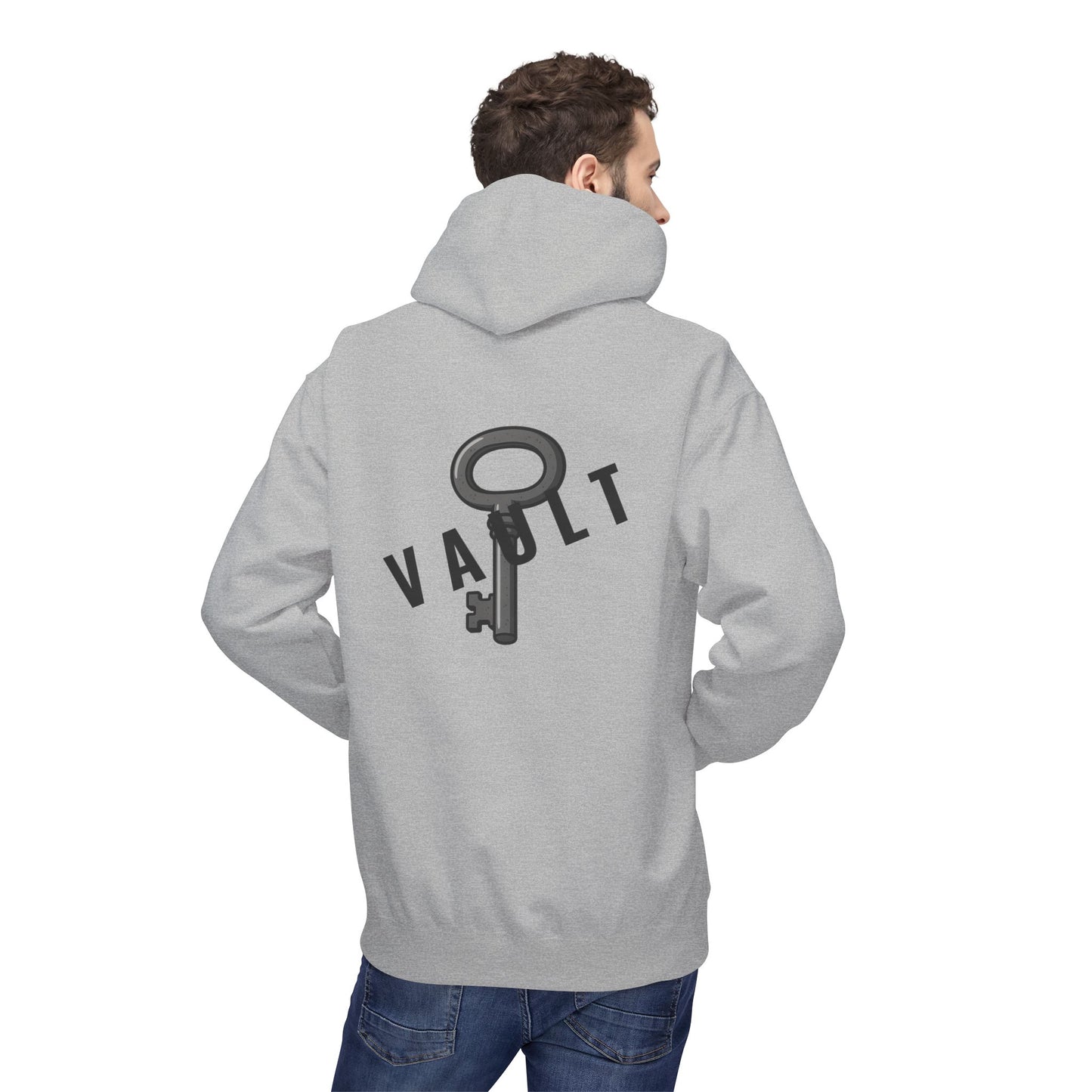 VAULT Hoodie mit Schlüssel-Design (Rückenprint) – Unisex Midweight Fleece | Nachhaltige Streetwear mit Komfort & Stil